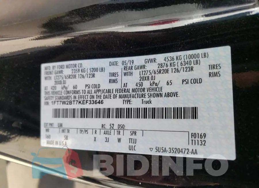 1FT7W2BT7KEF33646 Photo# 10