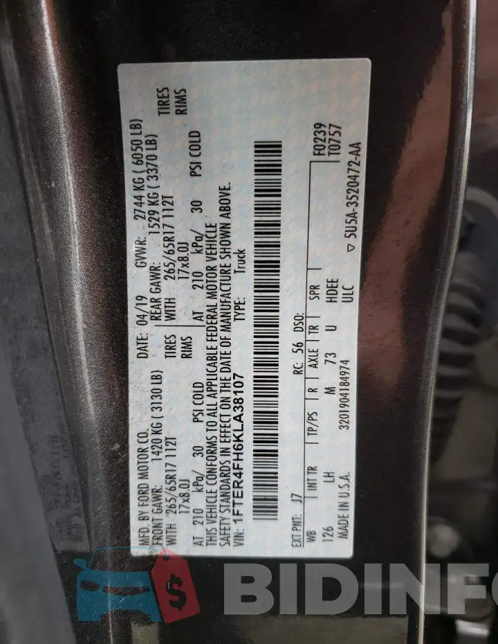 1FTER4FH6KLA38107 Photo# 10