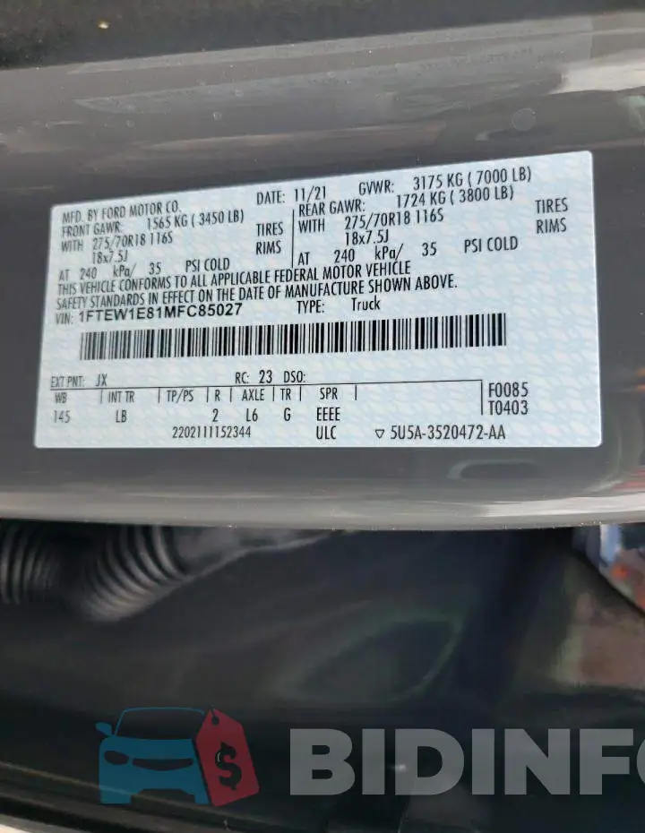 1FTEW1E81MFC85027 Photo# 10