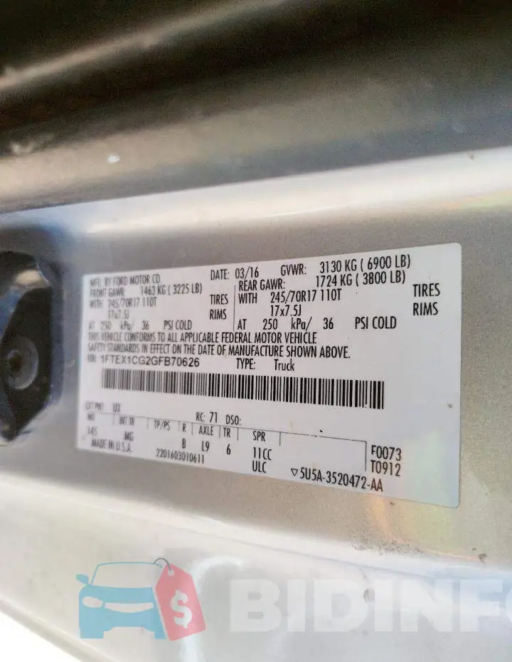 1FTEX1CG2GFB70626 Photo# 10