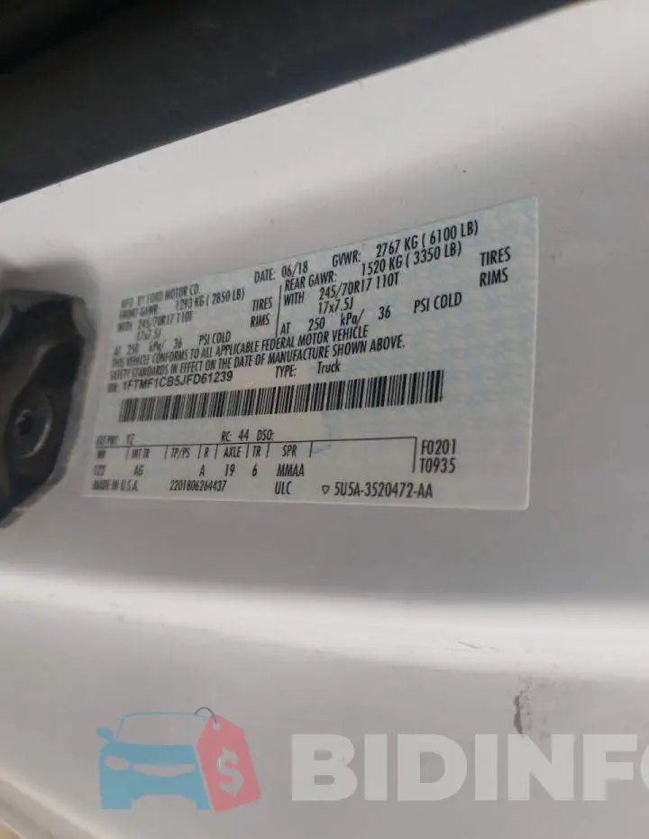 1FTMF1CB5JFD61239 Photo# 10