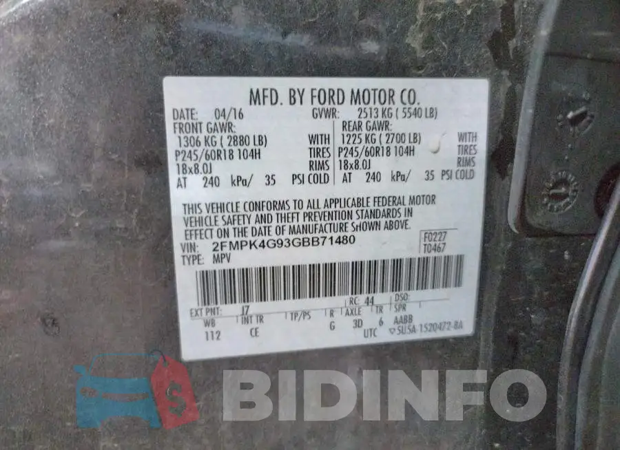 2FMPK4G93GBB71480 Photo# 10