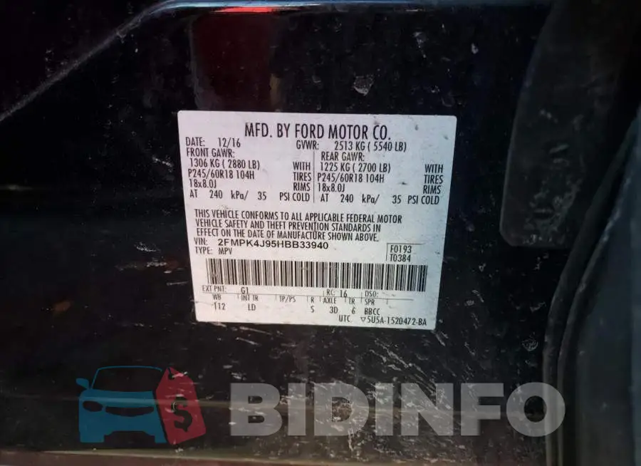 2FMPK4J95HBB33940 Photo# 10