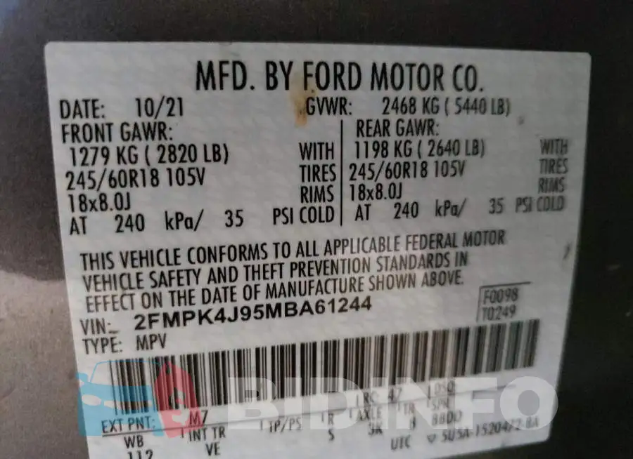 2FMPK4J95MBA61244 Photo# 10