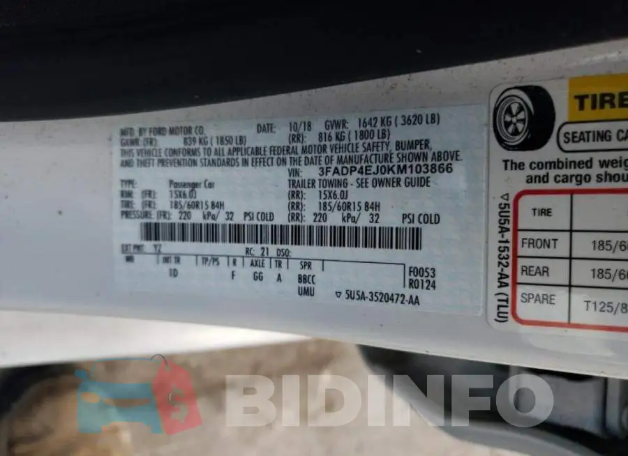 3FADP4EJ0KM103866 Photo# 10