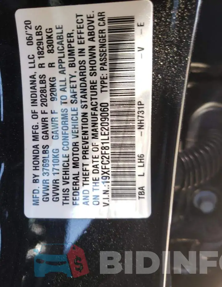 19XFC2F81LE209060 Photo# 10