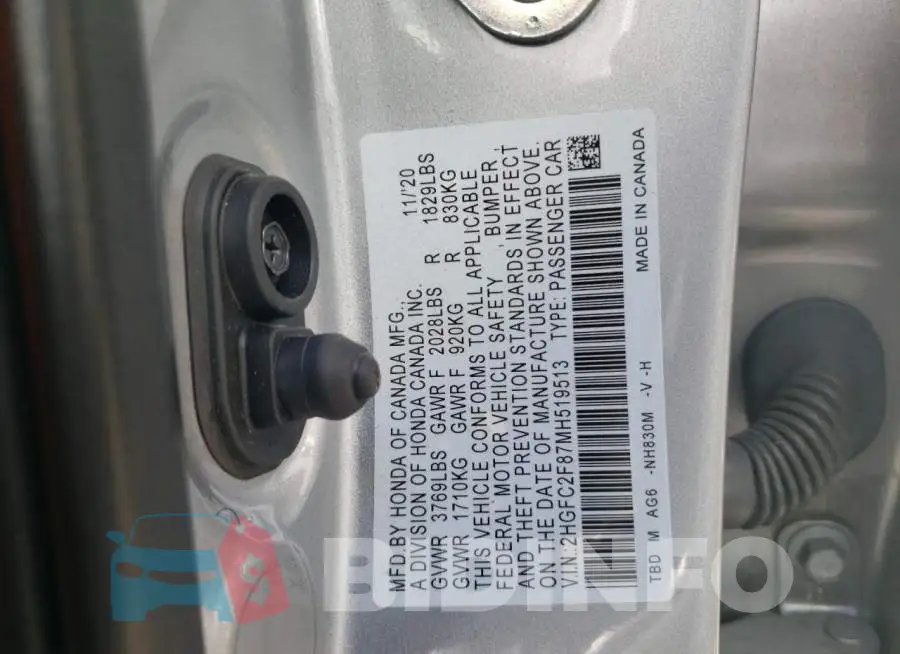 2HGFC2F87MH519513 Photo# 10