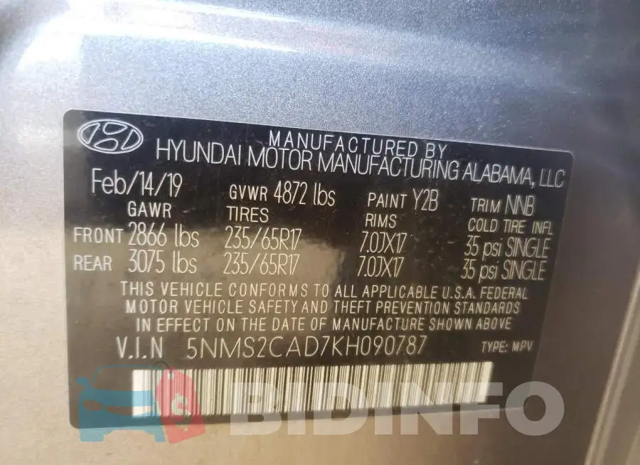 5NMS2CAD7KH090787 Photo# 10