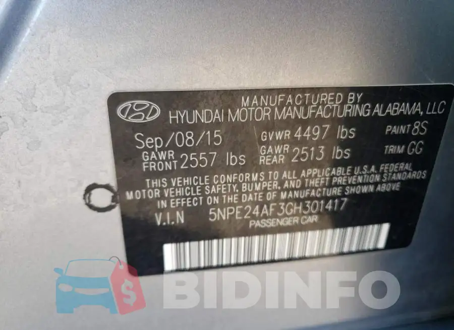 5NPE24AF3GH301417 Photo# 10