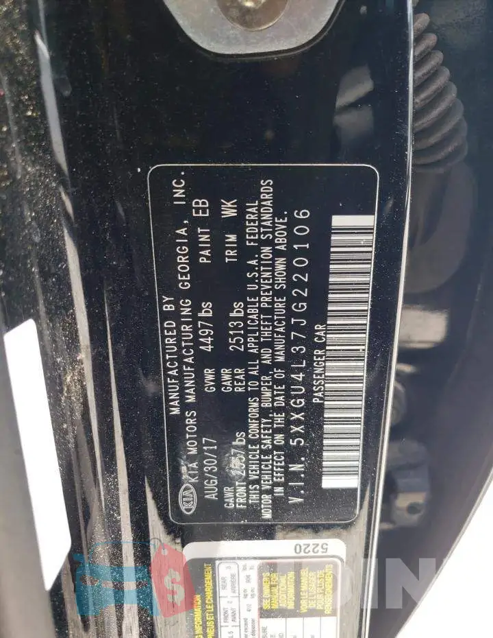 5XXGU4L37JG220106 Photo# 10
