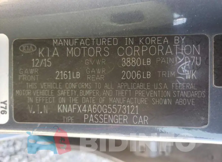 KNAFX4A60G5573121 Photo# 10