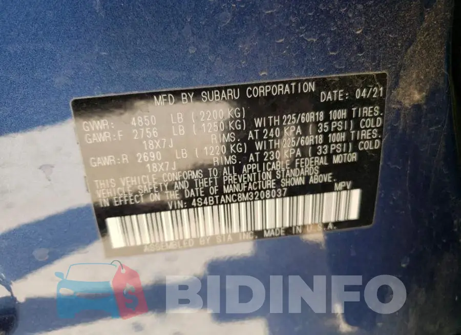 4S4BTANC8M3208037 Photo# 10