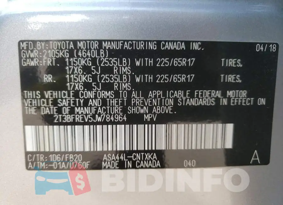 2T3BFREV5JW784964 Photo# 10