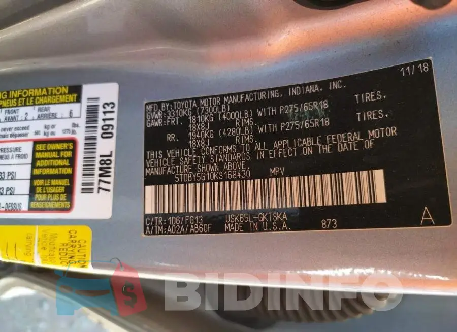 5TDBY5G10KS168430 Photo# 10