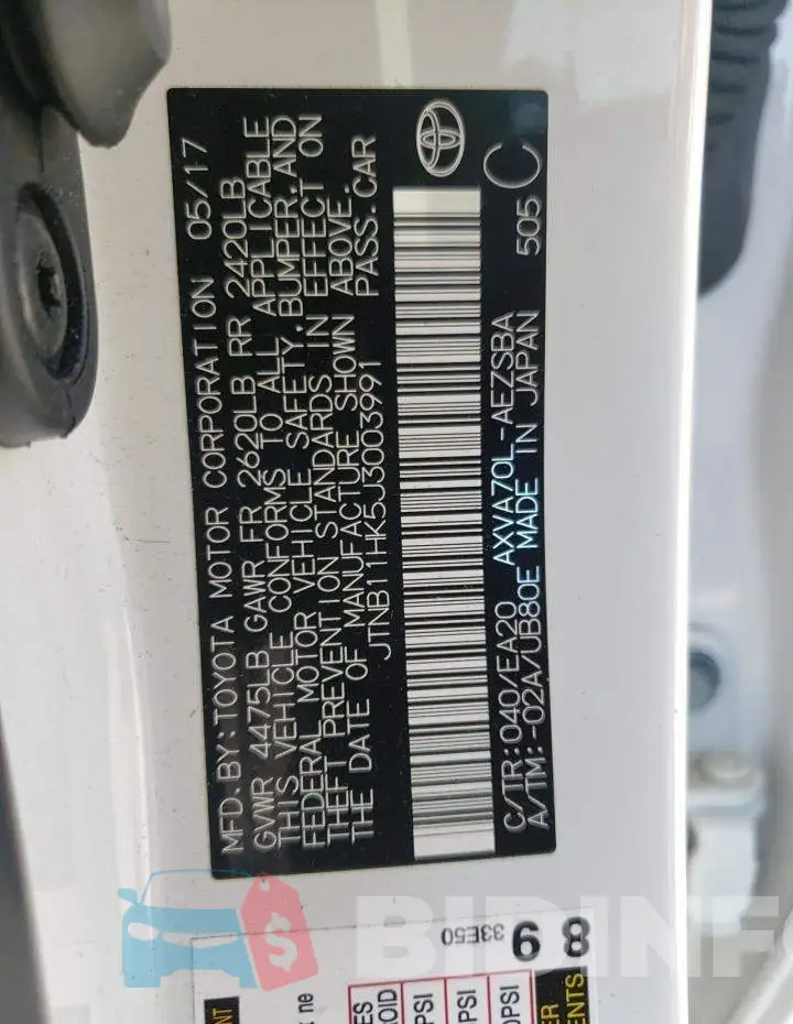 JTNB11HK5J3003991 Photo# 10