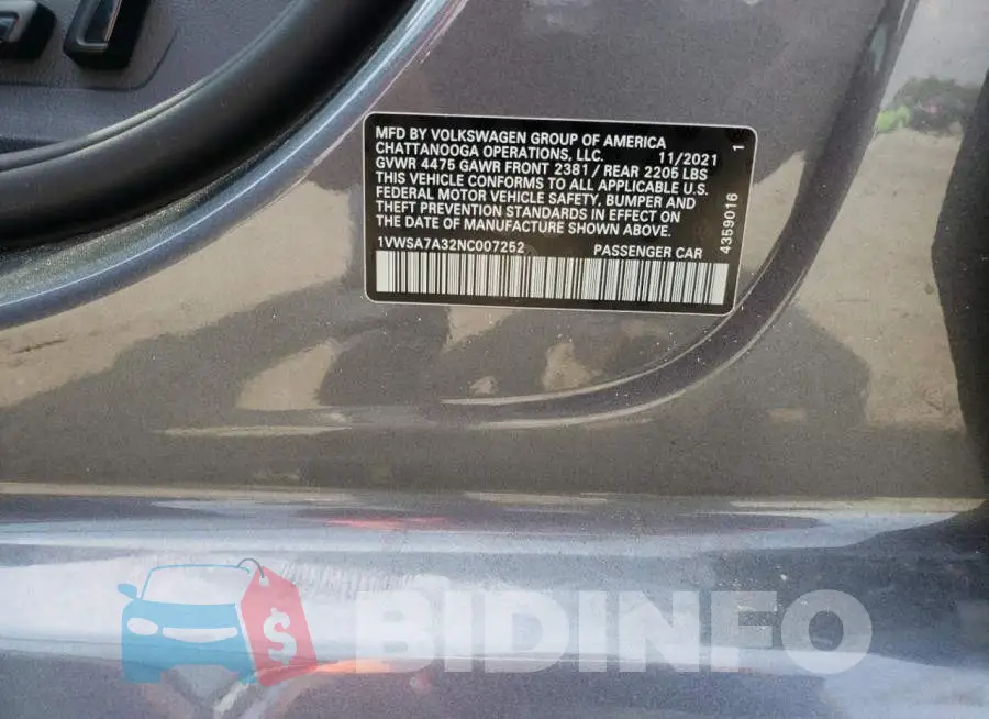 1VWSA7A32NC007252 Photo# 10