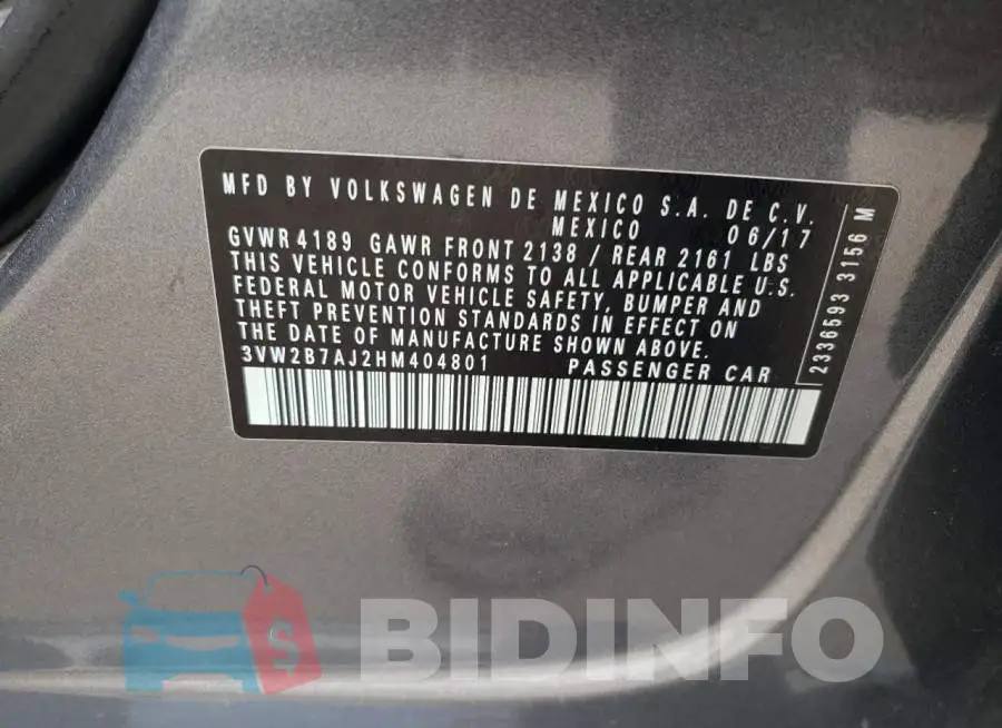 3VW2B7AJ2HM404801 Photo# 10