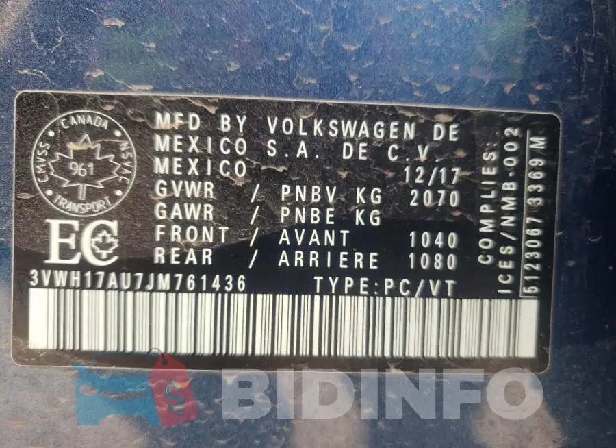 3VWH17AU7JM761436 Photo# 10