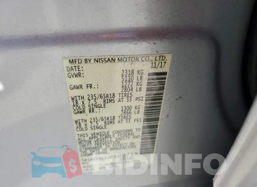5N1AZ2MG3JN109758 Photo# 10
