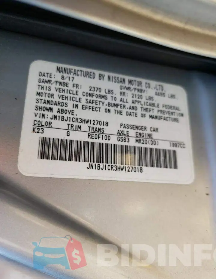 JN1BJ1CR3HW127018 Photo# 10