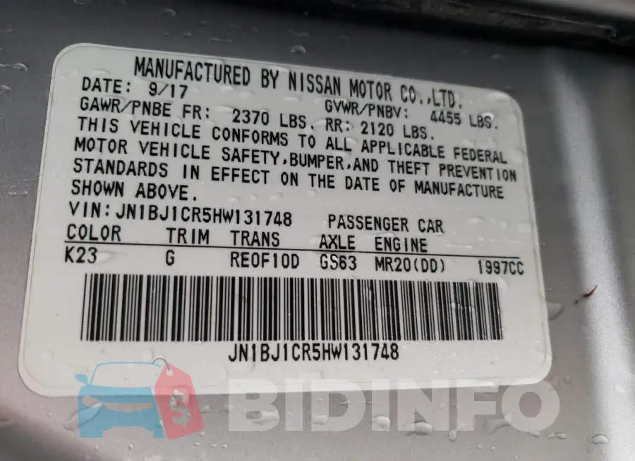 JN1BJ1CR5HW131748 Photo# 10