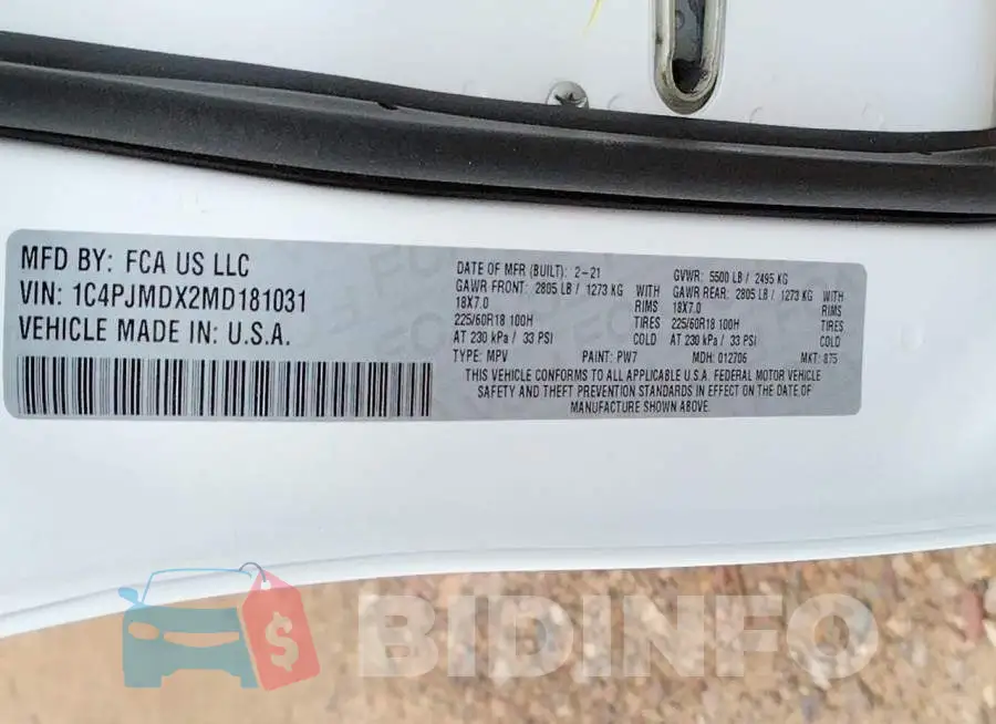 1C4PJMDX2MD181031 Photo# 10