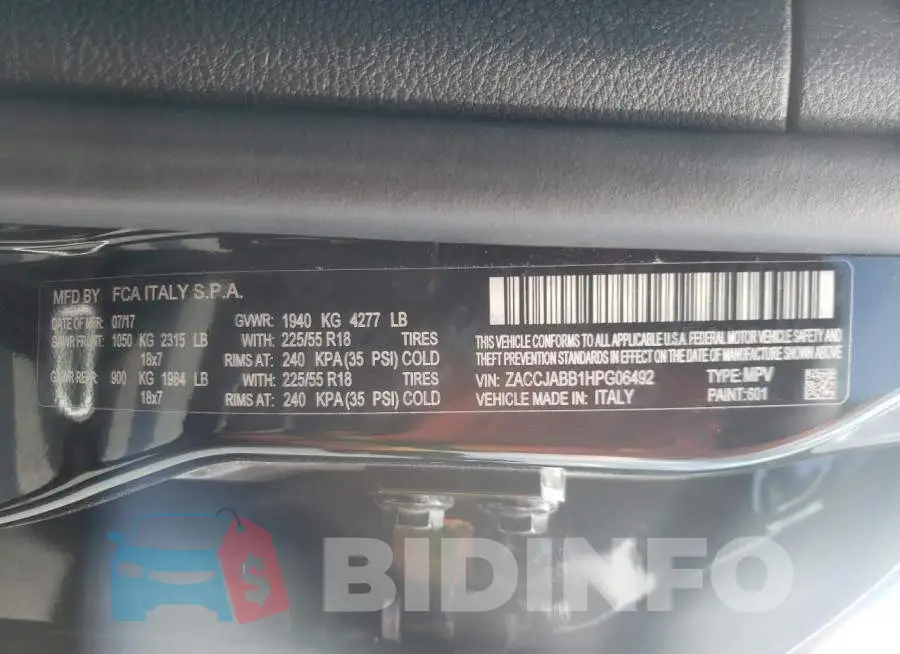 ZACCJABB1HPG06492 Photo# 10