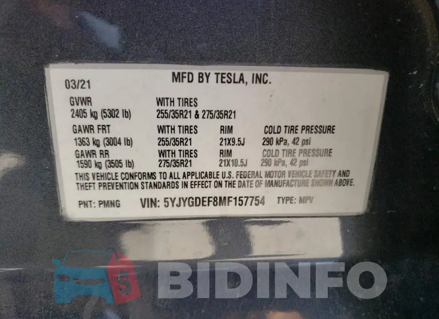 5YJYGDEF8MF157754 Photo# 10