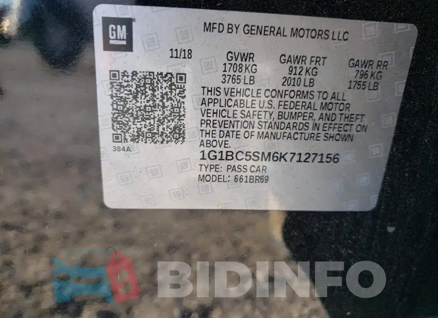 1G1BC5SM6K7127156 Photo# 10