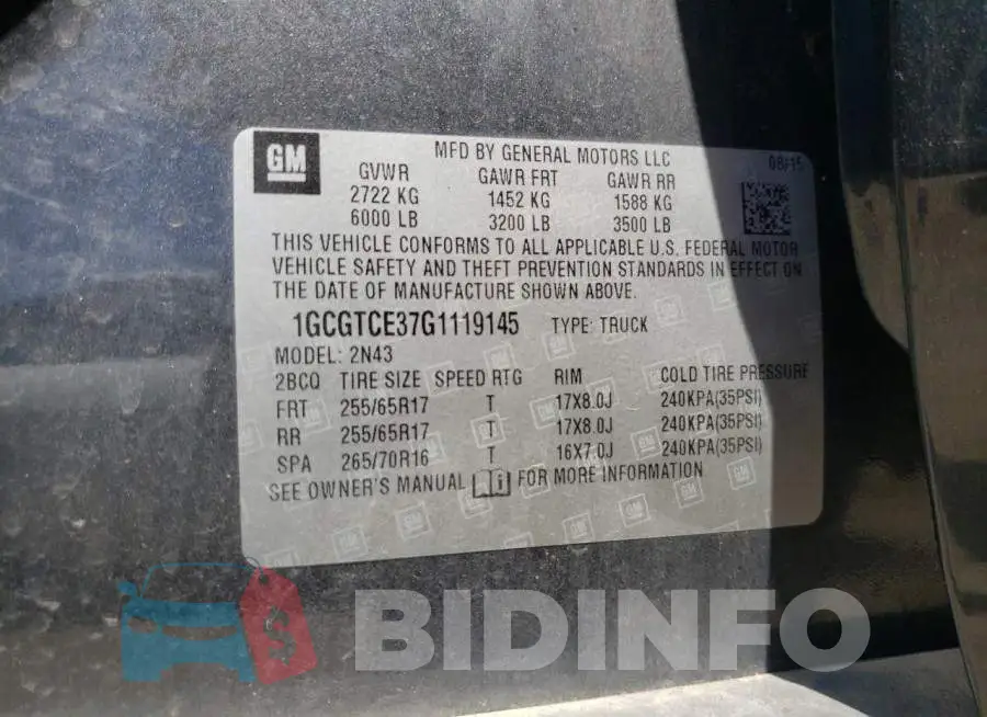 1GCGTCE37G1119145 Photo# 10