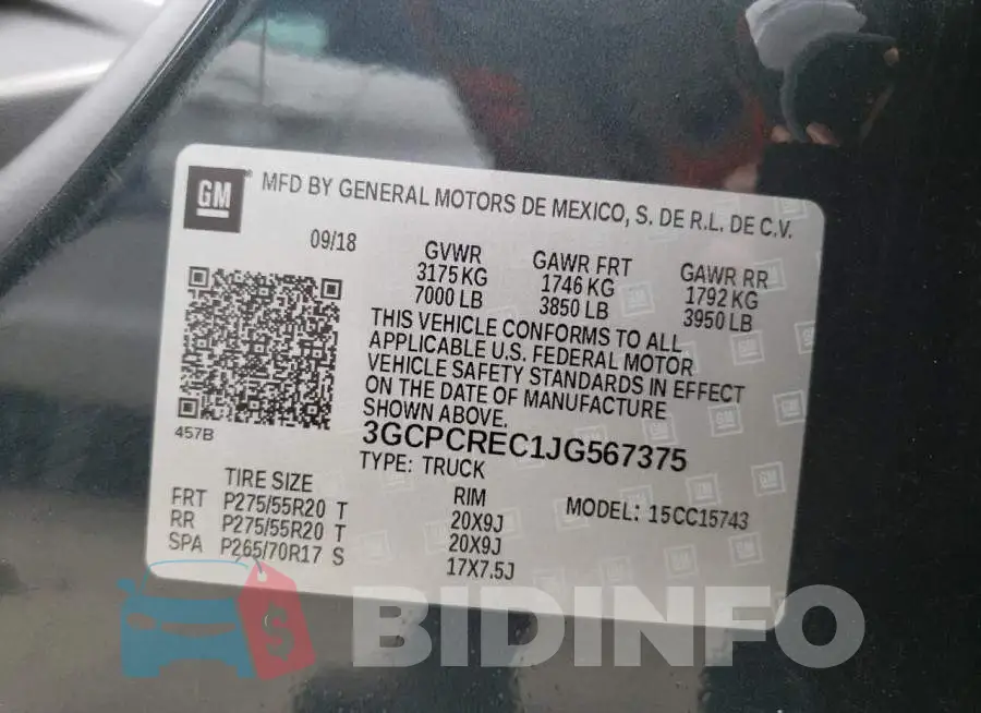 3GCPCREC1JG567375 Photo# 10