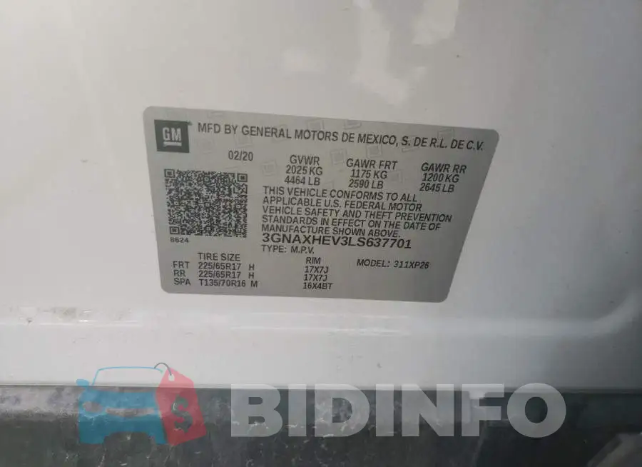 3GNAXHEV3LS637701 Photo# 10