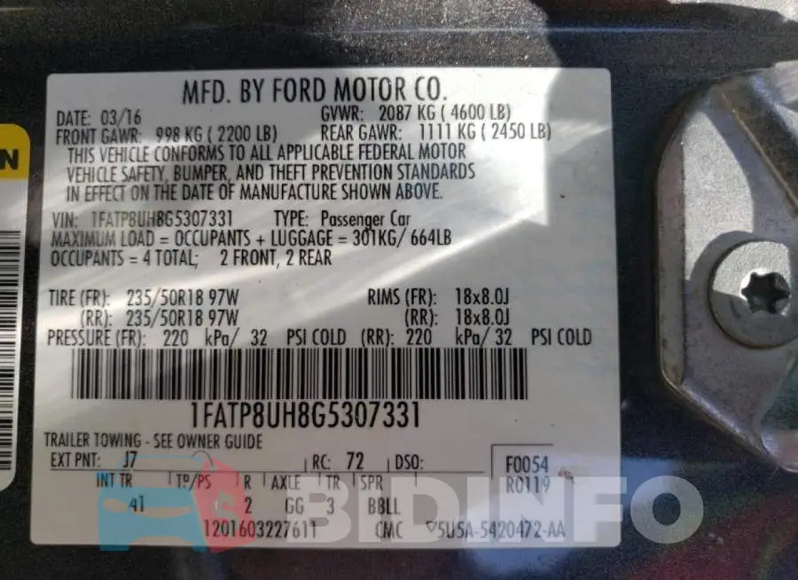 1FATP8UH8G5307331 Photo# 10