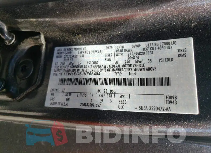 1FTEW1EG5JKF66404 Photo# 10