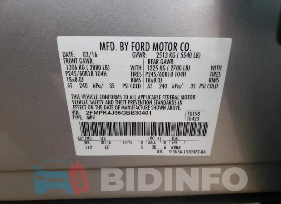 2FMPK4J96GBB30401 Photo# 10