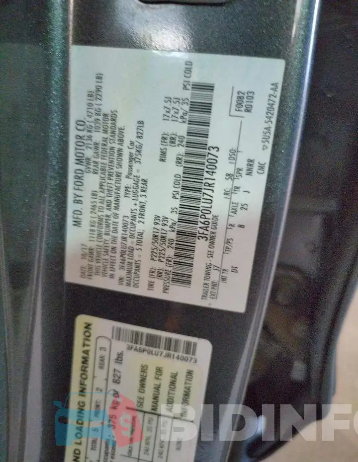 3FA6P0LU7JR140073 Photo# 10