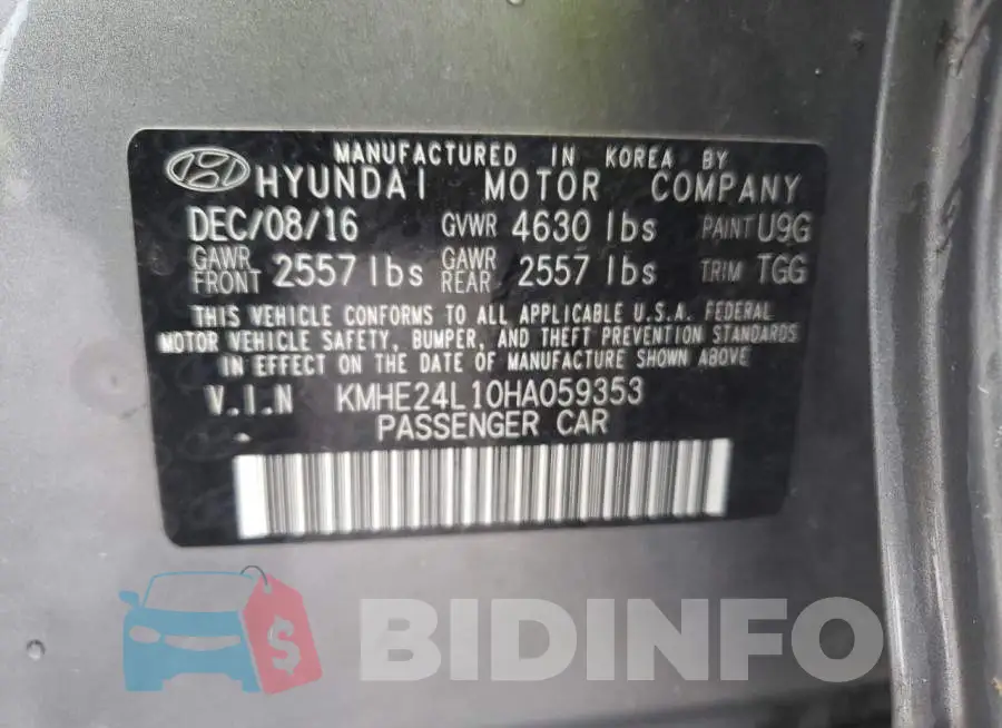 KMHE24L10HA059353 Photo# 10