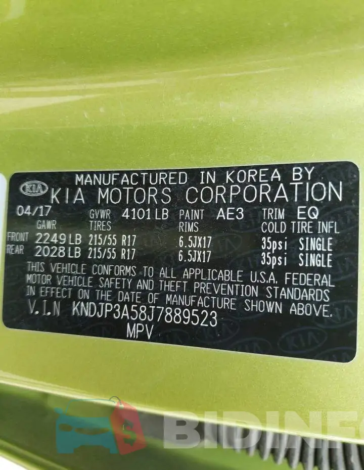 KNDJP3A58J7889523 Photo# 10