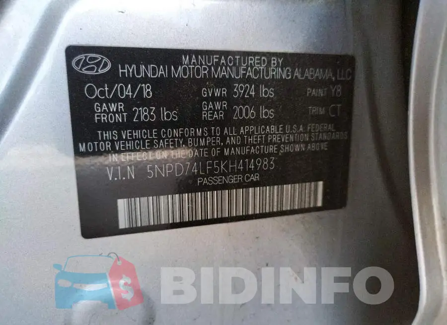 5NPD74LF5KH414983 Photo# 10