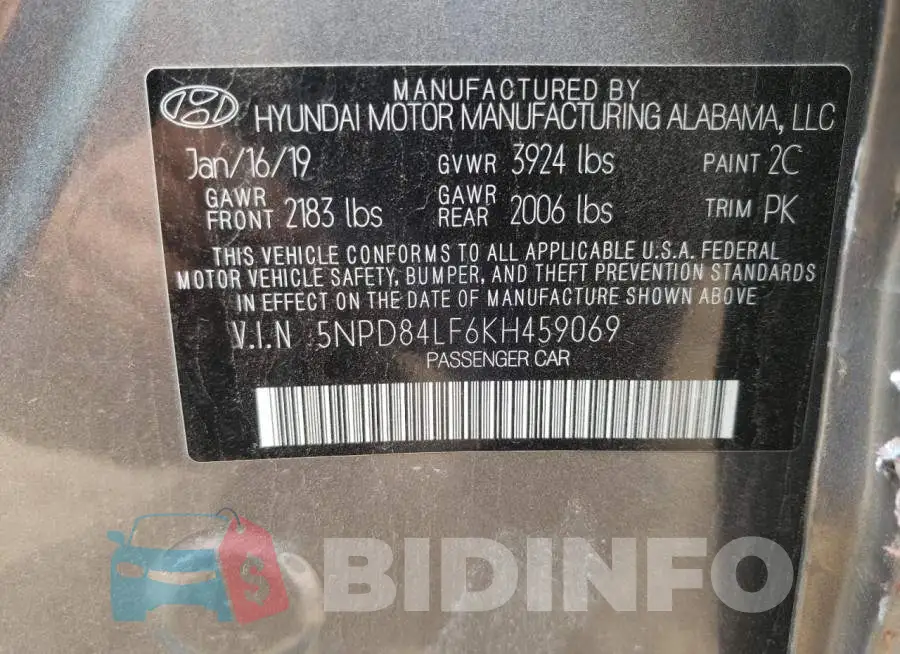 5NPD84LF6KH459069 Photo# 10