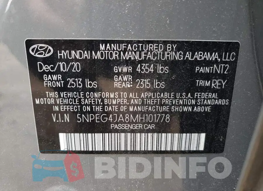 5NPEG4JA8MH101778 Photo# 10