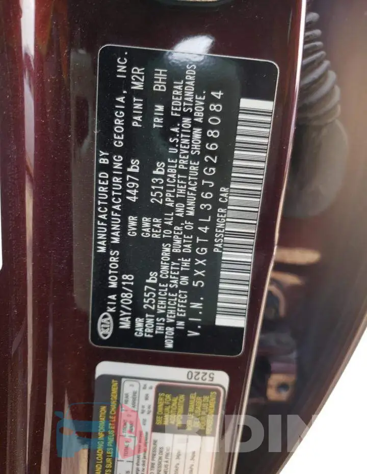 5XXGT4L36JG268084 Photo# 10