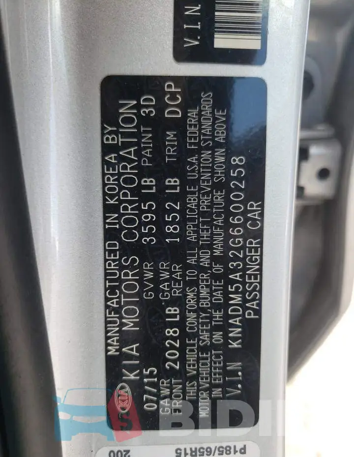 KNADM5A32G6600258 Photo# 10