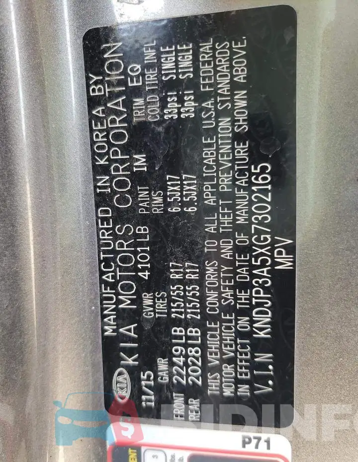 KNDJP3A5XG7302165 Photo# 10