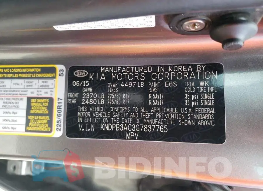KNDPB3AC3G7837765 Photo# 10