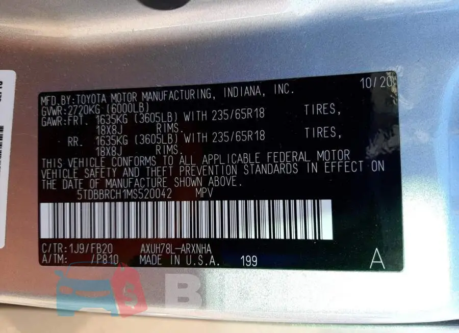 5TDBBRCH1MS520042 Photo# 10