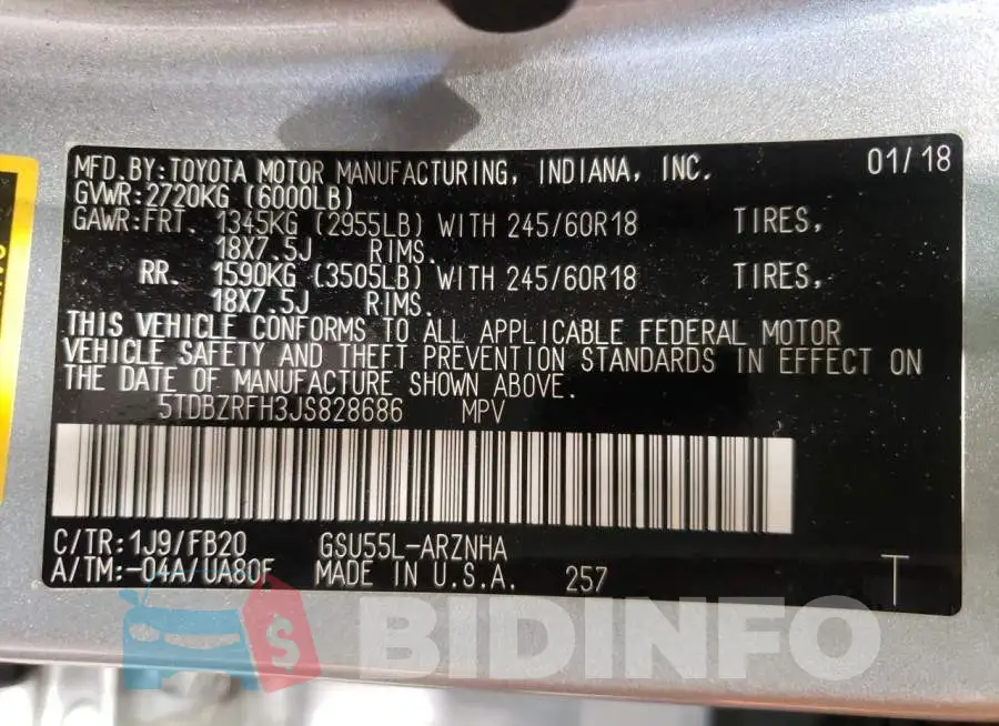 5TDBZRFH3JS828686 Photo# 10