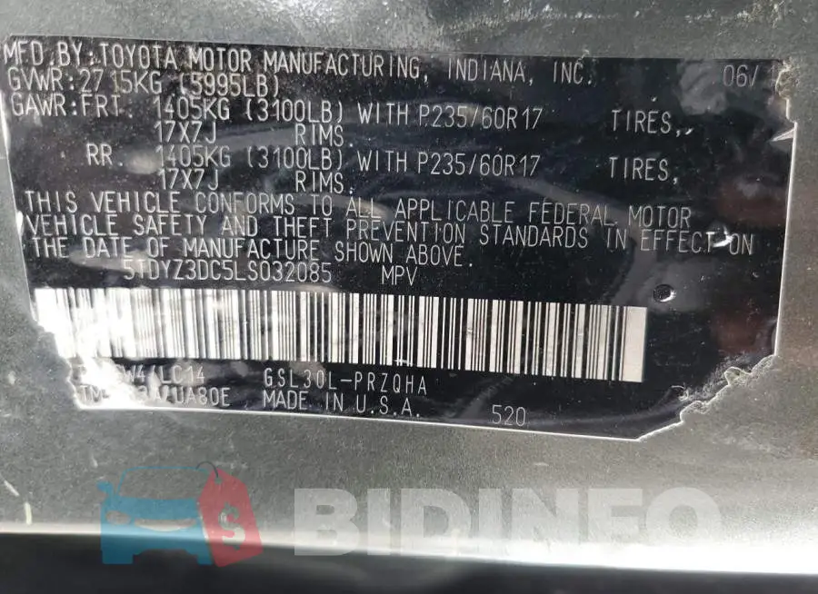 5TDYZ3DC5LS032085 Photo# 10