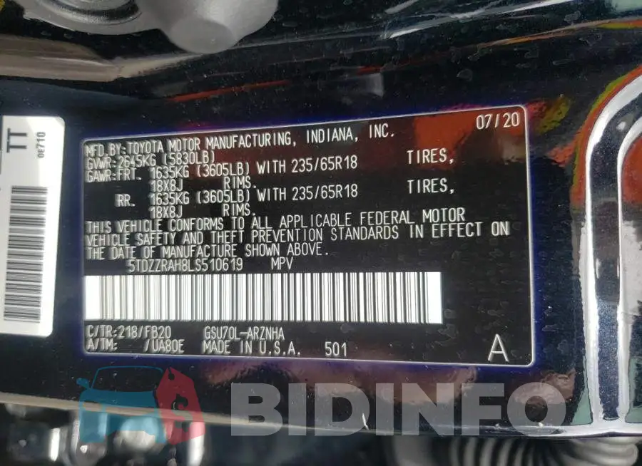 5TDZZRAH8LS510619 Photo# 10