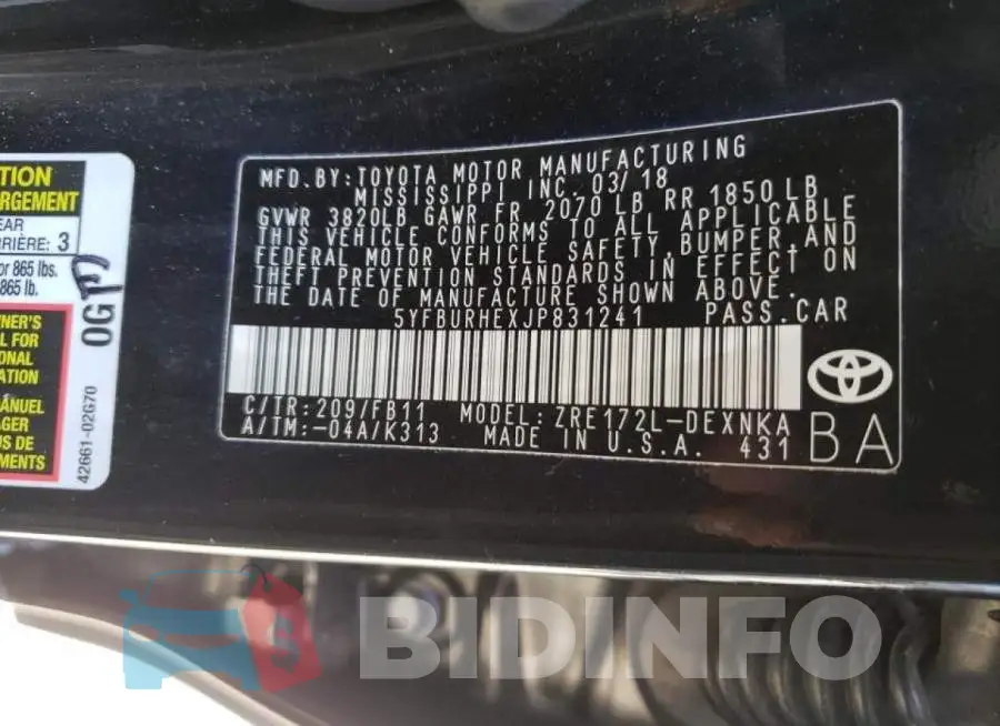 5YFBURHEXJP831241 Photo# 10